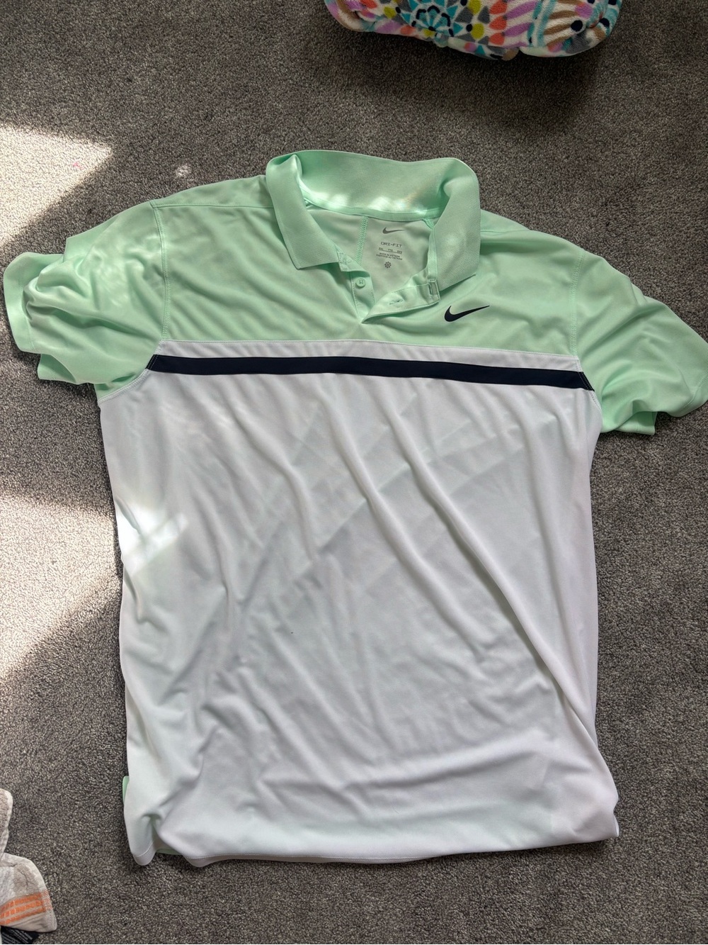 Nike Men’s Mint Green and White Performance Polo
